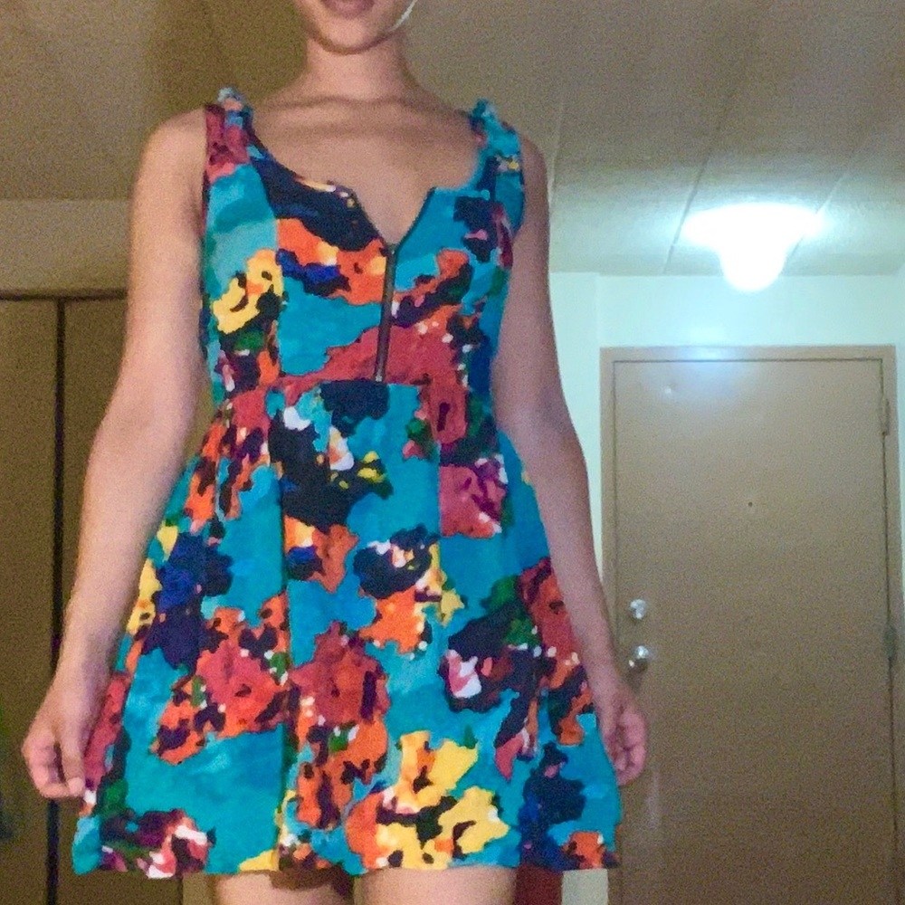 Vibrant multicolored midi dress